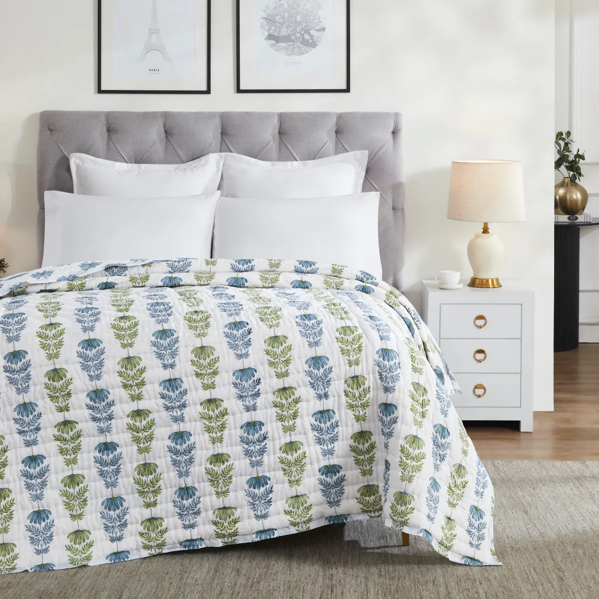 Luna Cotton Quilt – Blue/Green
