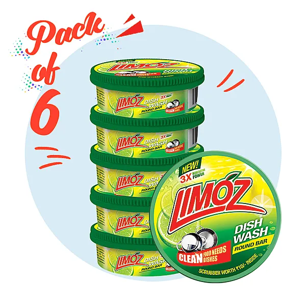 LIMOZ | Dish Wash Round Bar 500G (Pack of 6)