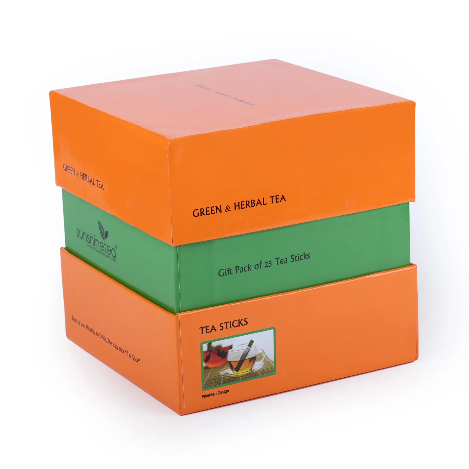 SAFFRON GIFT BOX OF 25 TEA STICKS (SAFFRON & LIGHT GREEN) view 2
