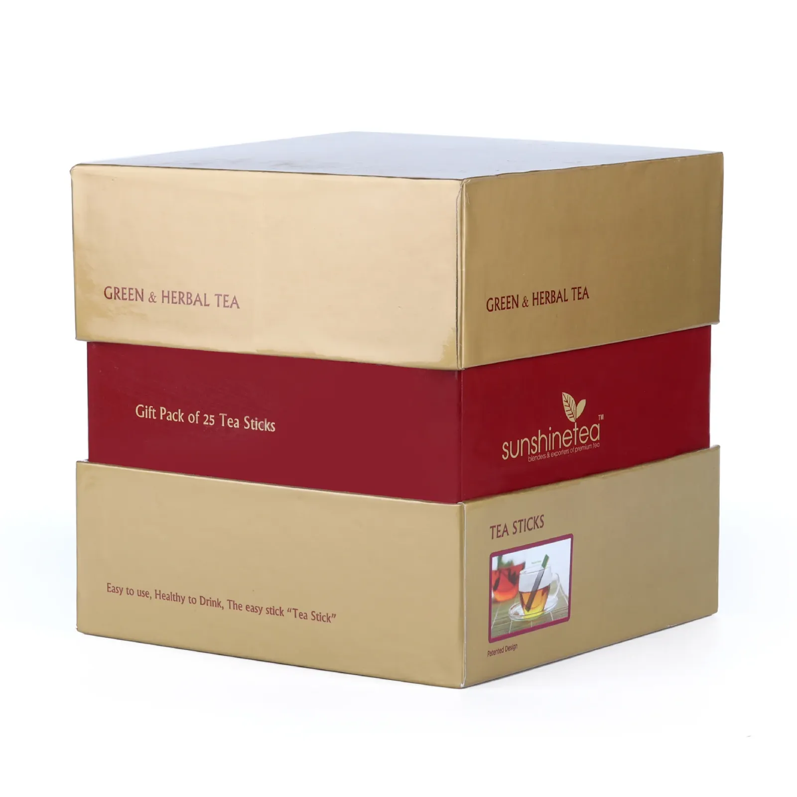 GOLDEN GIFT BOX OF 25 TEA STICKS (GOLDEN & MARROON)