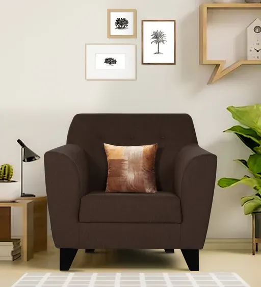 Bali Fabric 1 Seater Sofa In Mahogany Colour