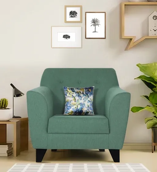 Bali Fabric 1 Seater Sofa In Imperial Green Colour