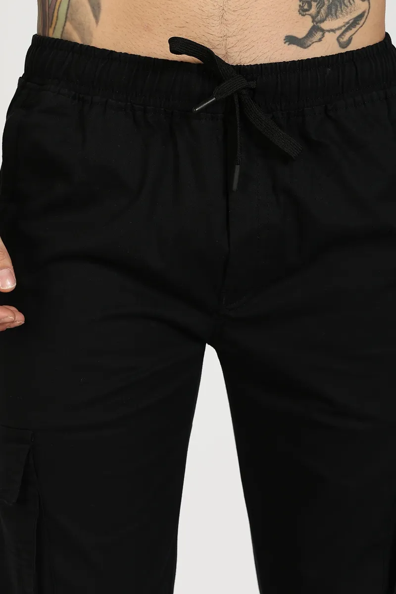 Men's Black Power Stride Solid Jogger Cotton view 6