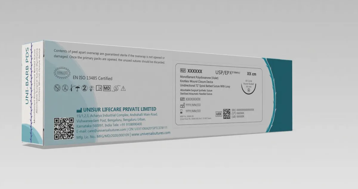 UNI-BARB PDS – Monofilament Polydioxanone Barbed Suture view 2
