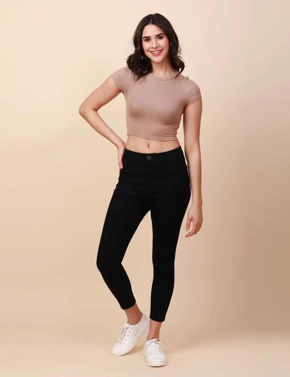 Skinny Jet Black High Waist Jeans Ankle Fit