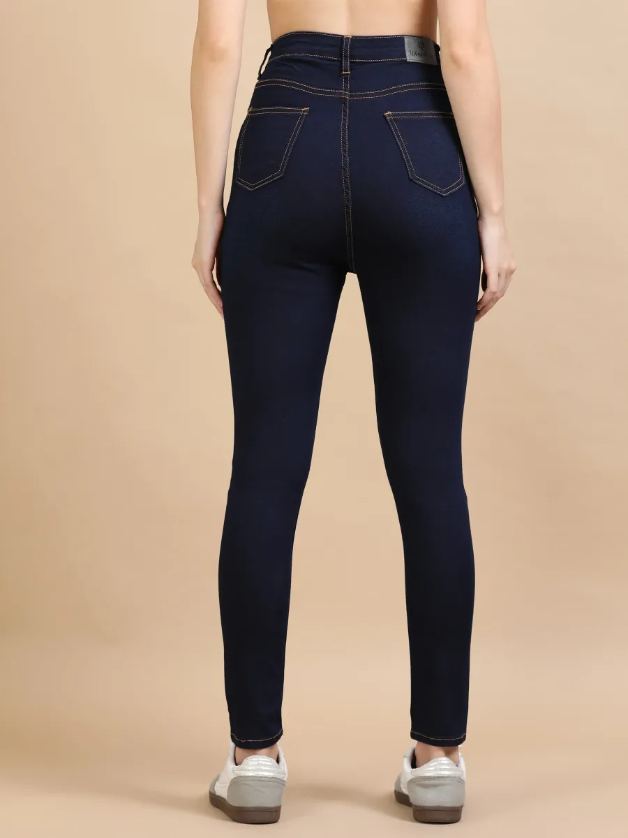 High Waist Skinny Fit Stretch Jeans-Indigo
