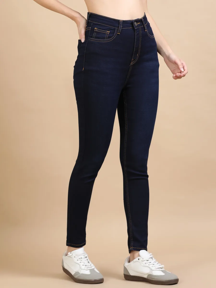 High Waist Skinny Fit Stretch Jeans-Indigo view 3