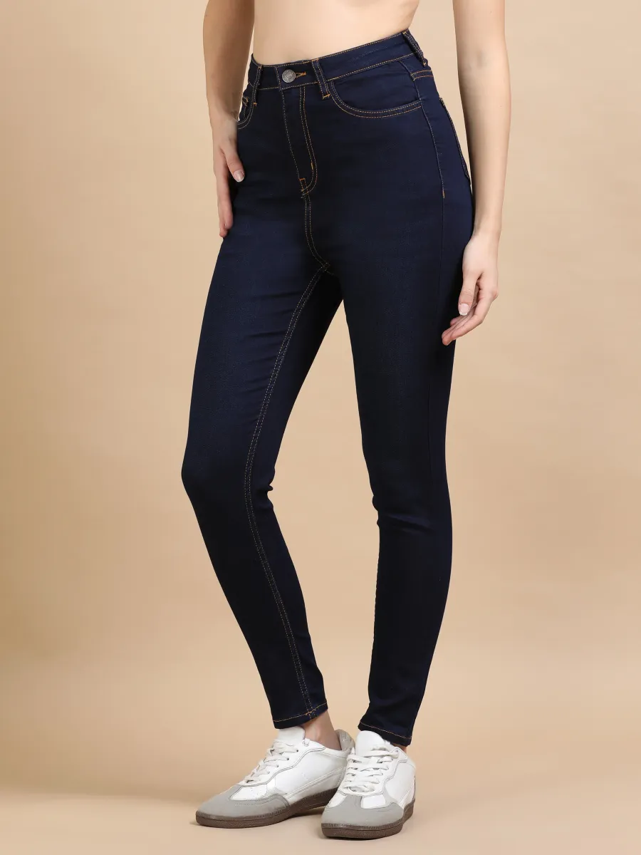 High Waist Skinny Fit Stretch Jeans-Indigo view 4