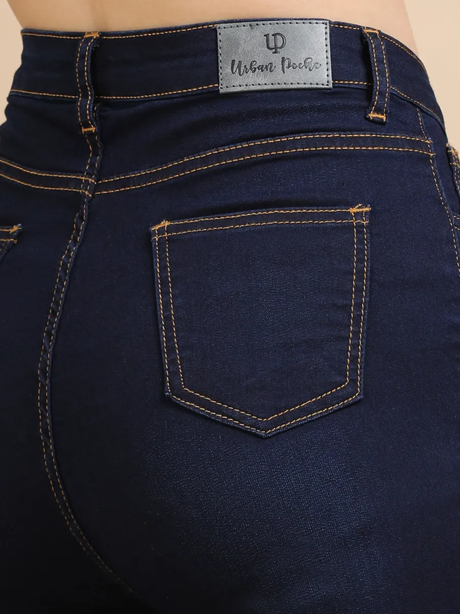 High Waist Skinny Fit Stretch Jeans-Indigo view 6