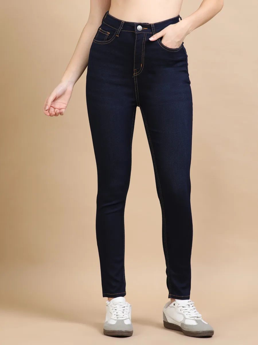 High Waist Skinny Fit Stretch Jeans-Indigo view 7