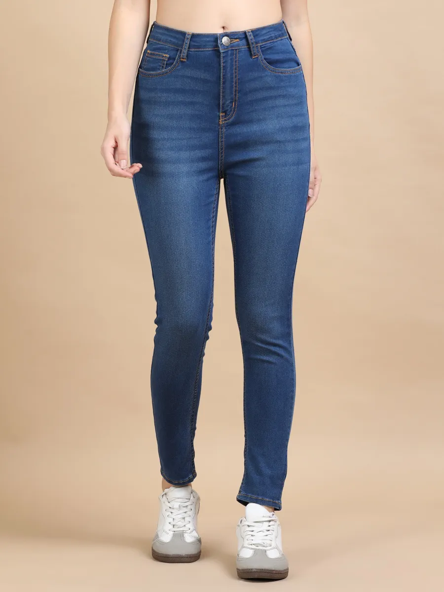 High Waist Skinny fit stretch Jeans-Mid-Blue view 2