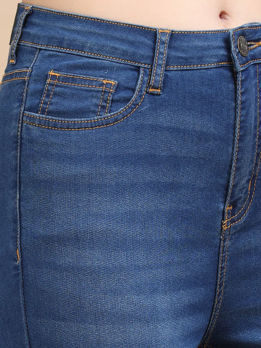 High Waist Skinny fit stretch Jeans-Mid-Blue view 6