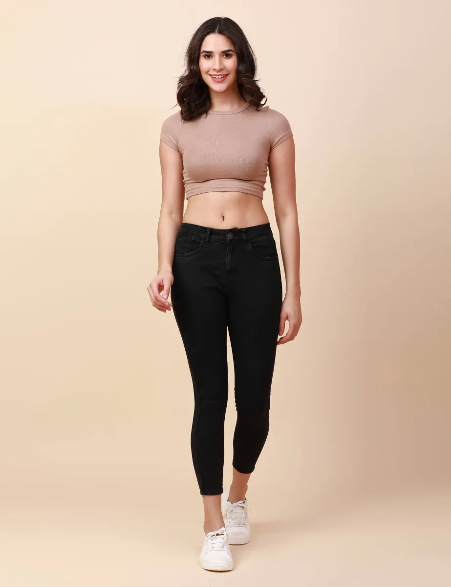 Skinny Charcoal Black High Waist Jeans Ankle Fit view 2