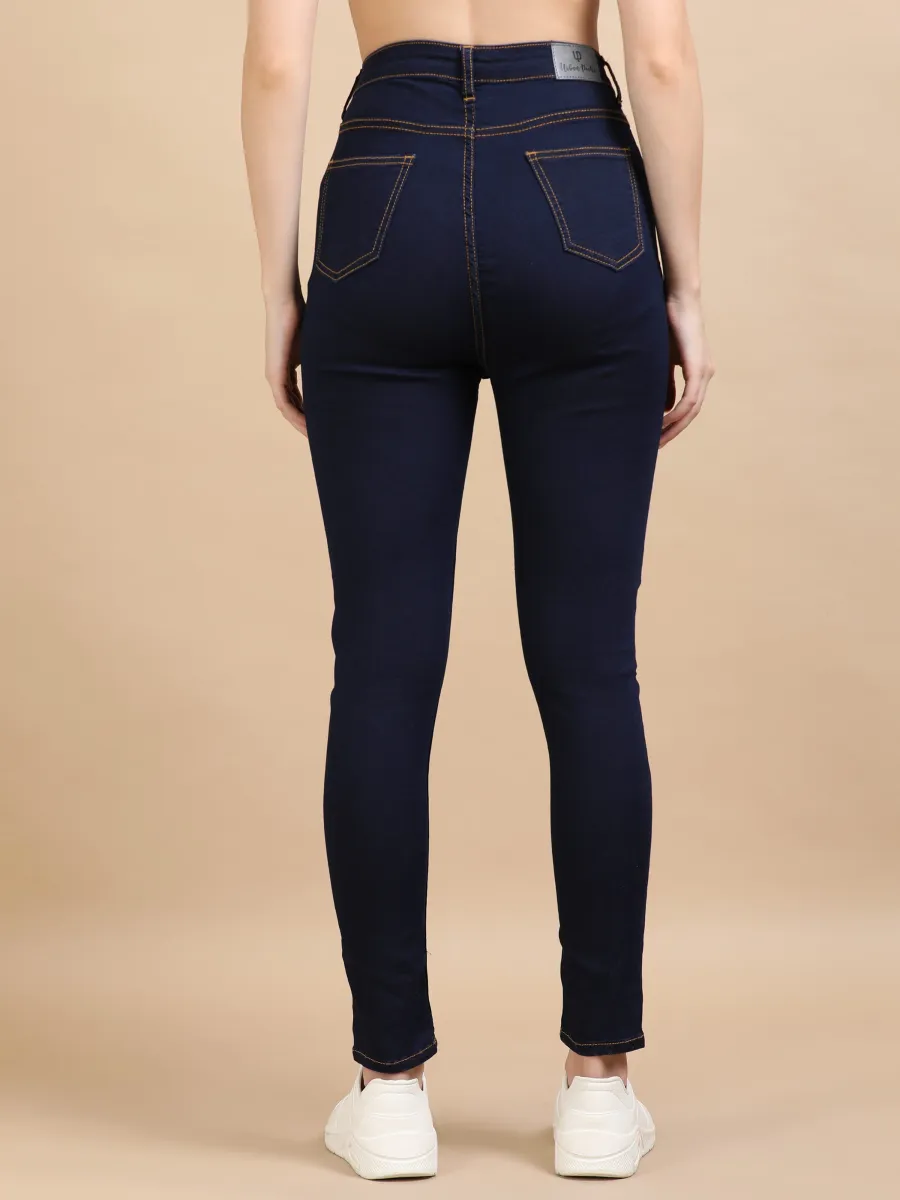 High Waist Skinny Fit Stretch Jeans-Indigo view 3