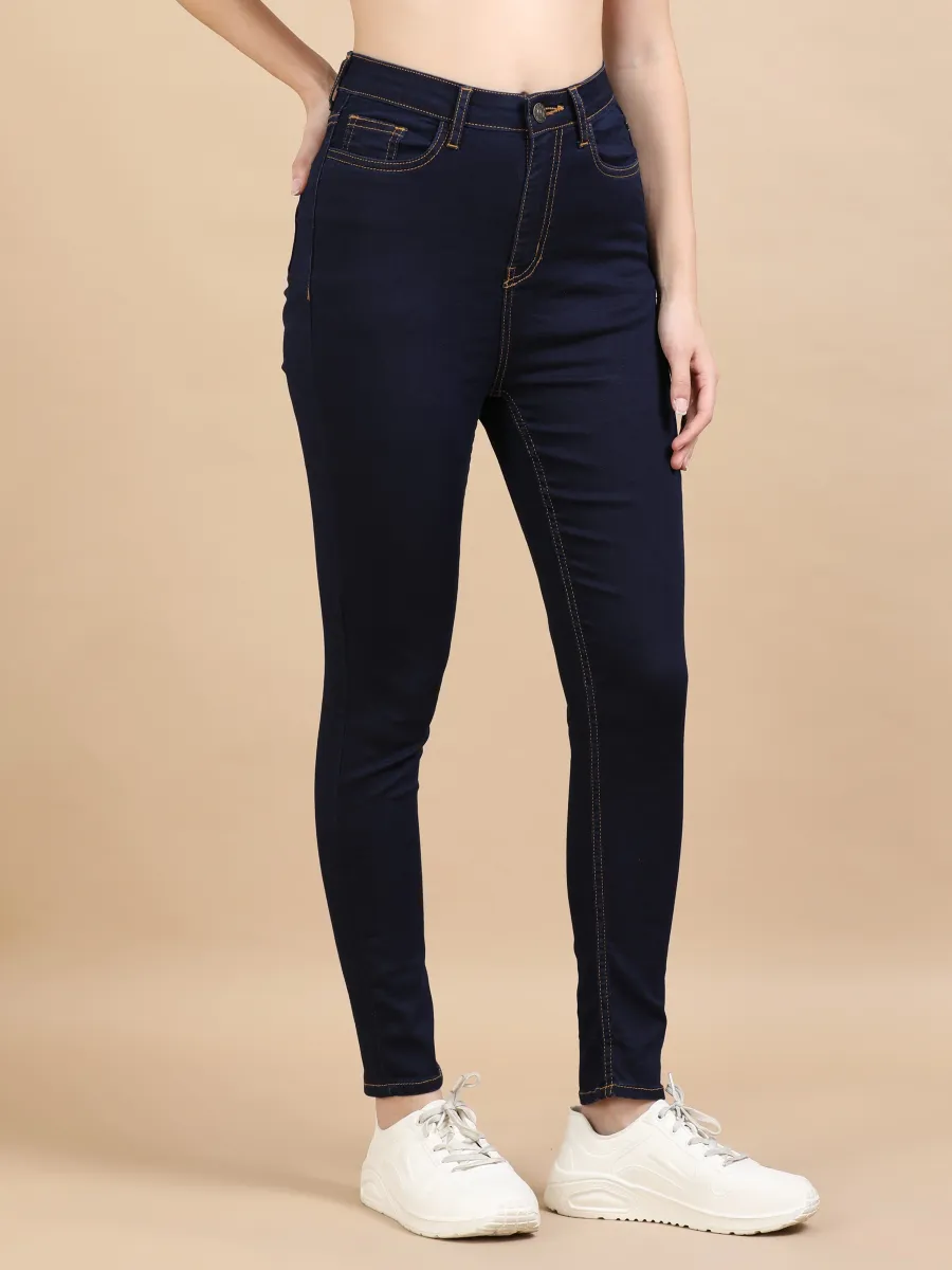 High Waist Skinny Fit Stretch Jeans-Indigo view 4