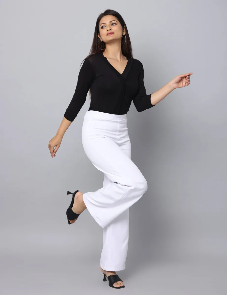 4 Way Stretch High-waist trousers-White