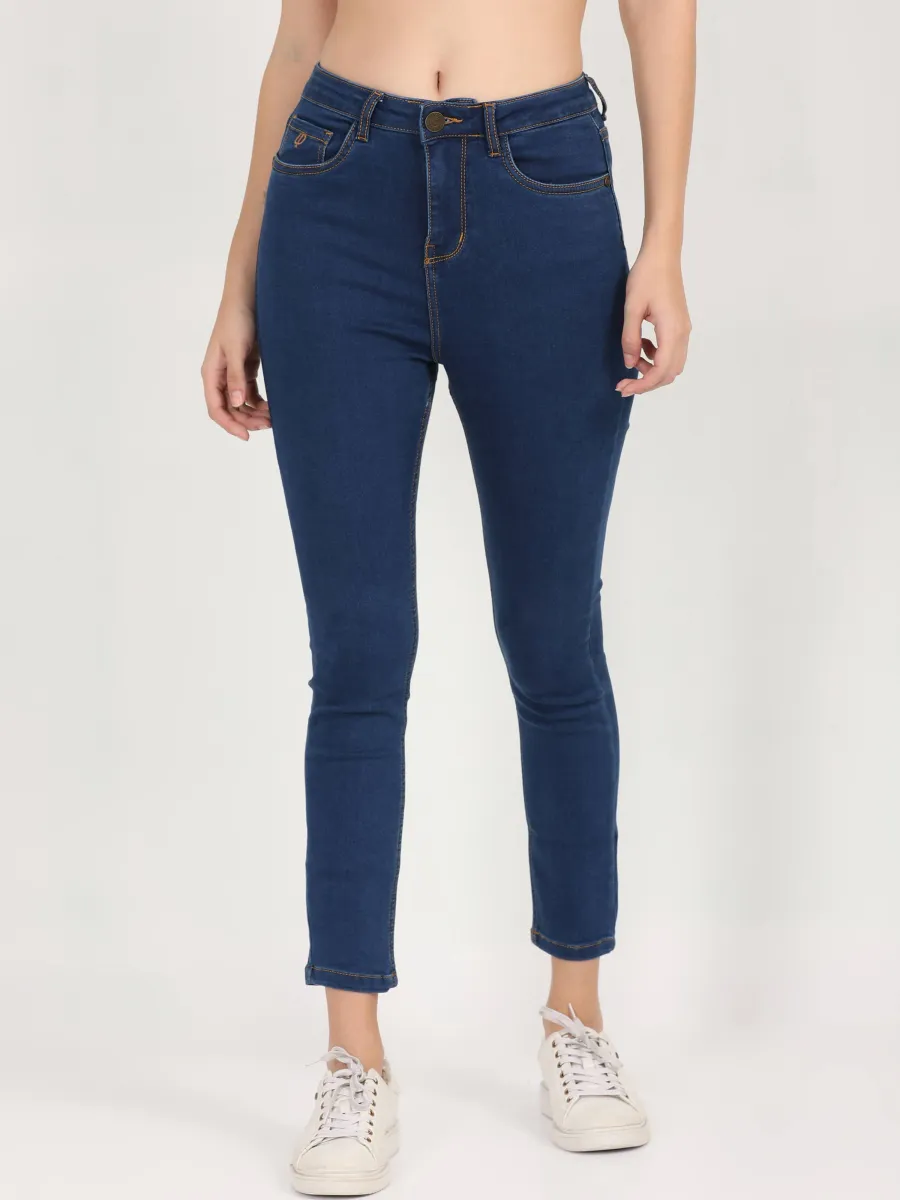Skinny Blue High Waist Jeans Ankle Fit view 2
