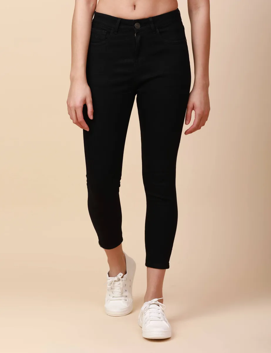 Skinny Jet Black High Waist Jeans Ankle Fit view 2
