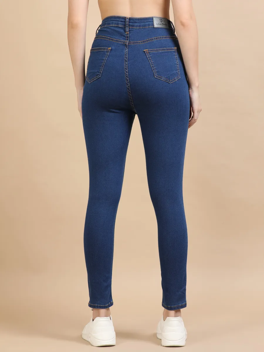 High Waist Skinny Fit Stretch Jeans-Mid Blue view 3