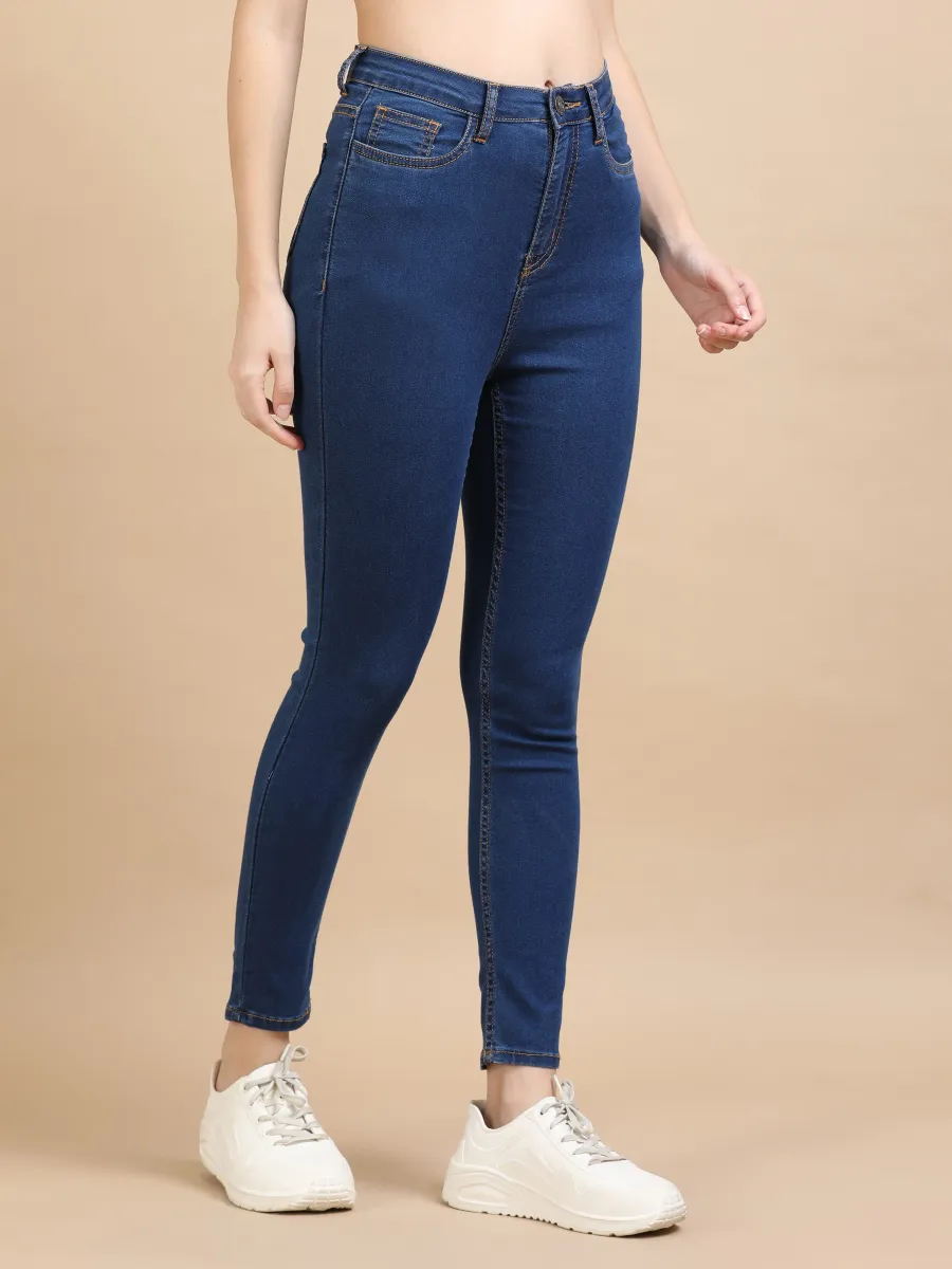High Waist Skinny Fit Stretch Jeans-Mid Blue view 4