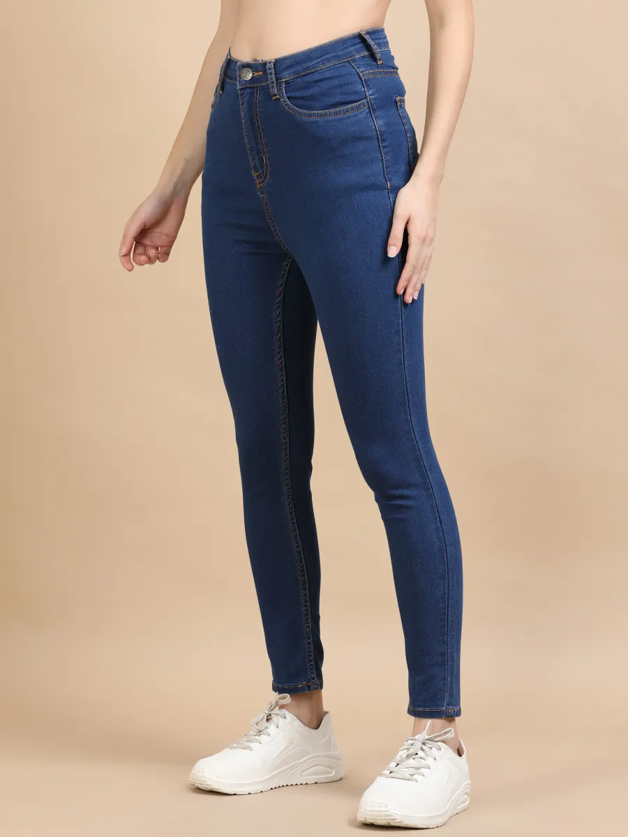 High Waist Skinny Fit Stretch Jeans-Mid Blue view 5
