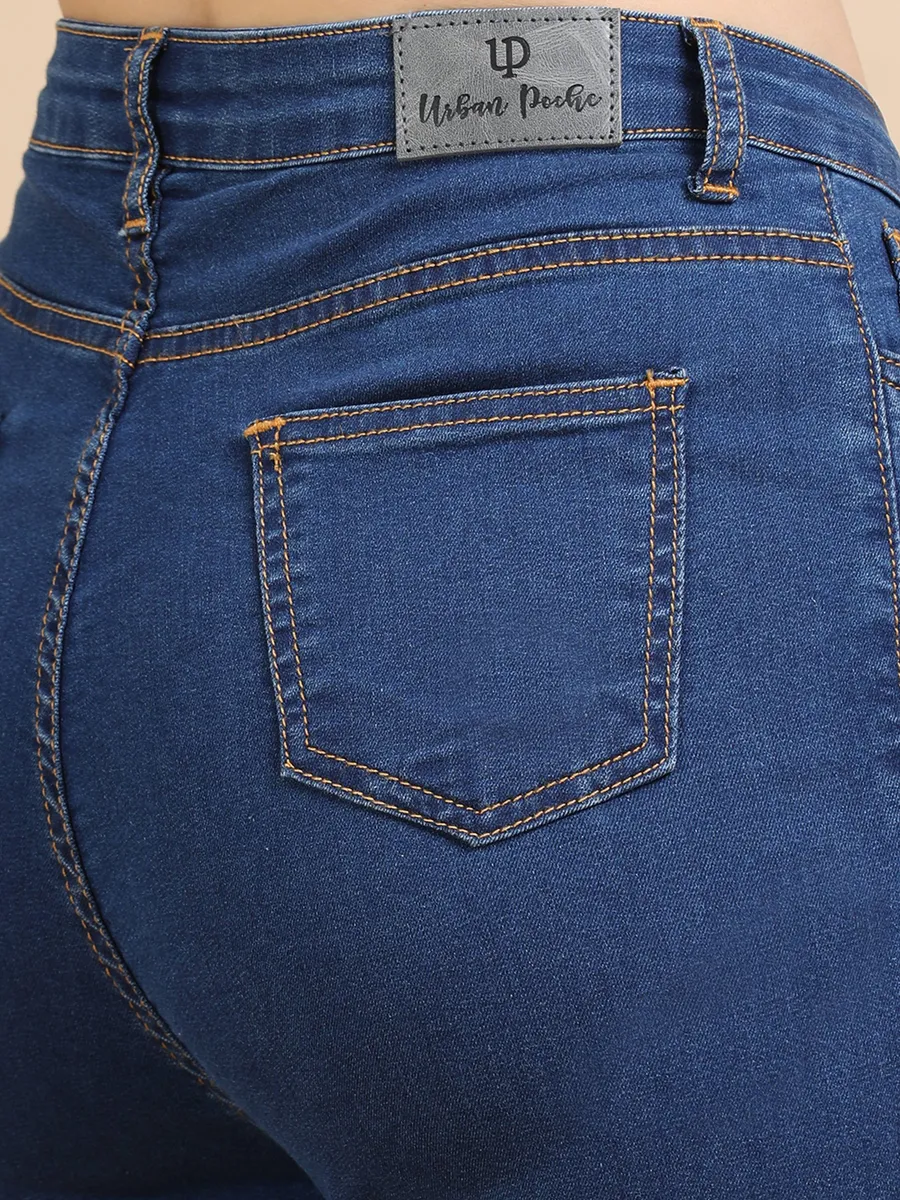 High Waist Skinny Fit Stretch Jeans-Mid Blue view 7
