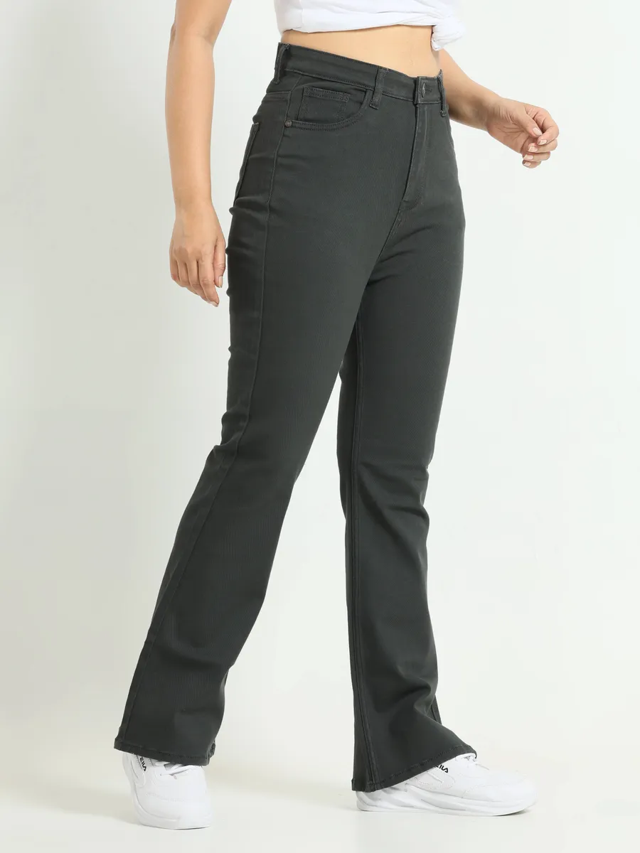 High Rise Bootcut Jeans - Charcoal Black view 2